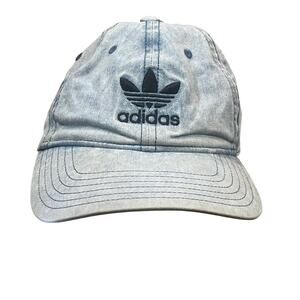 Adidas Originals Strapback Hat Mens OS Faded Blue Denim Trefoil Logo